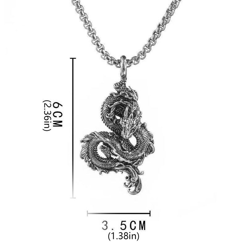 Dây Chuyền Hình Rồng Bằng Thép Không Gỉ Phong Cách Gothic Cho Nam