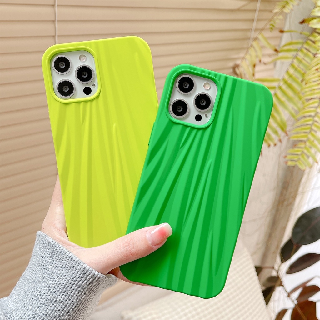 Curtain crease oil spray green plum green full  coverage TPU compatible for iphone 13 12 11 pro max x xr xsmax 7 8 Plus SE3 2022 soft case protection cover casing