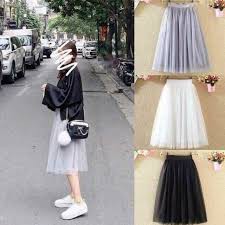 Chân váy tulle skirt  style công chúa dài qua gối