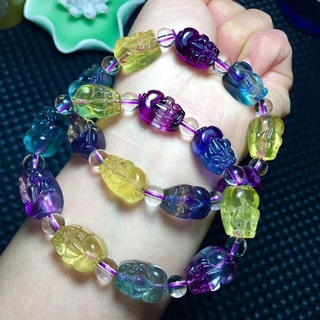 Vòng đeo tay bằng đá fluorite pixiu màu sắc ngọt ngào thời trang cho nữ