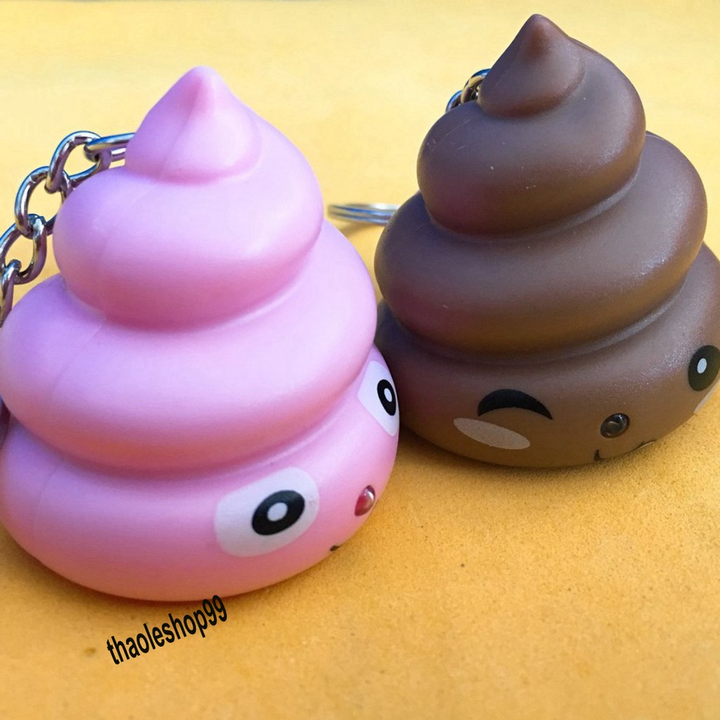 💩💩💩 Móc khóa phát sáng đèn Led hình cục Shit nhiều màu ngộ nghĩnh-Móc khoá phát sáng hình cục cứt dễ thương.