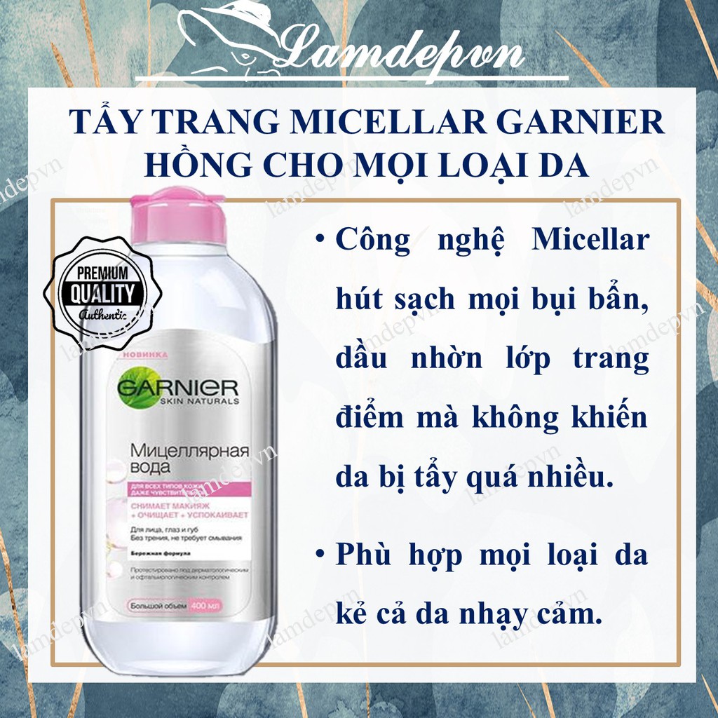 Tẩy Trang Garnier Hồng Cho Mọi Loại Da 400ml