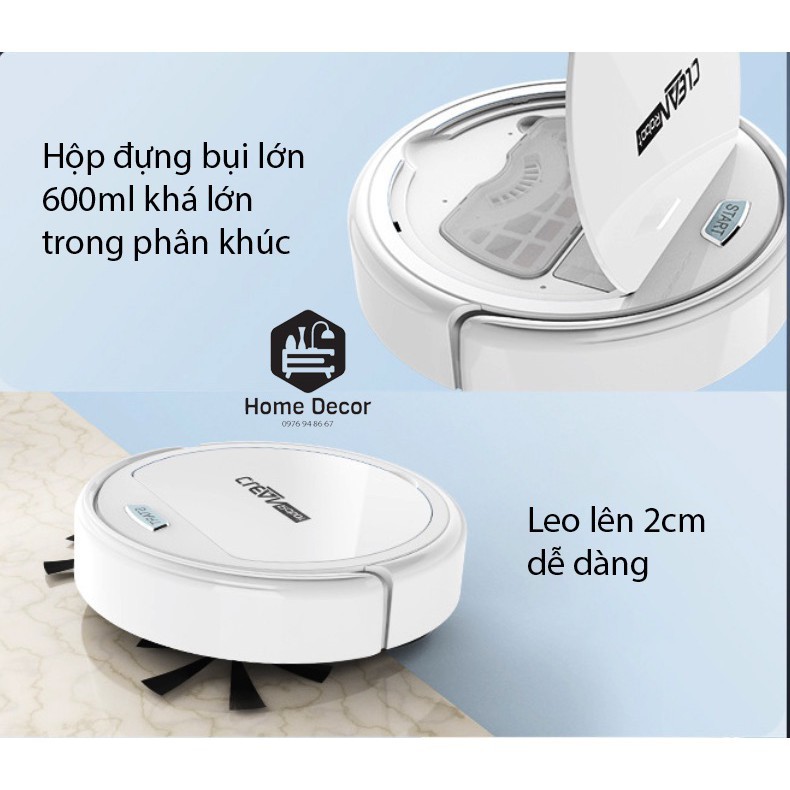 Robot hút bụi chính hãng CLEAN ROBOT thông minh tự động 3 chế độ, Pin trâu, thời gian hoạt động rộng!