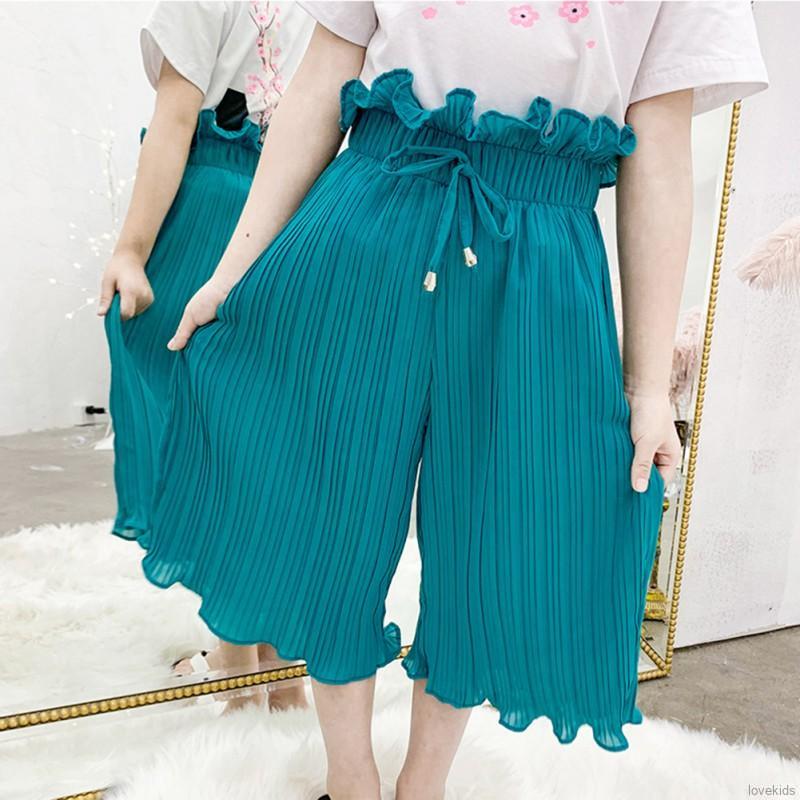 Quần Trousers dài chất liệu voan chống muỗi form rộng thoải mái cho bé gái từ 2-10 Years