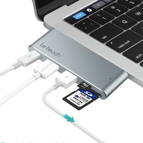 Cáp chính hãng USB-C HUB PRO HDMI 4K Letouch dual xám