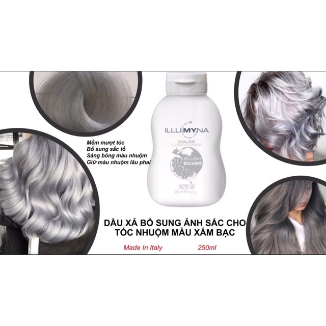 [+Tặng mũ trùm] Dầu xả (mặt nạ) giữ màu, tăng cường ánh sắc tóc nhuộm màu xám khói, be, đồng Sens.us Illumyna Ý 250ml