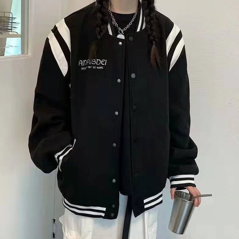 Áo khoác bomber tay dài dáng rộng in chữ phong cách hàn quốc thời trang mùa đông cho nam và nữ size S-3XL