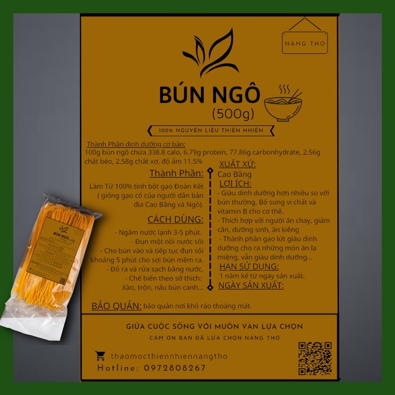 ĐẶC SẢN BÚN NGÔ CAO BẲNG -1000gr EAT CLEAN