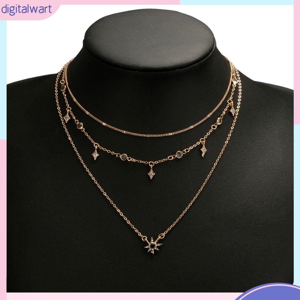Dây chuyền nhiều lớp mặt hình ngôi sao đính đá thời trang cho nữ
