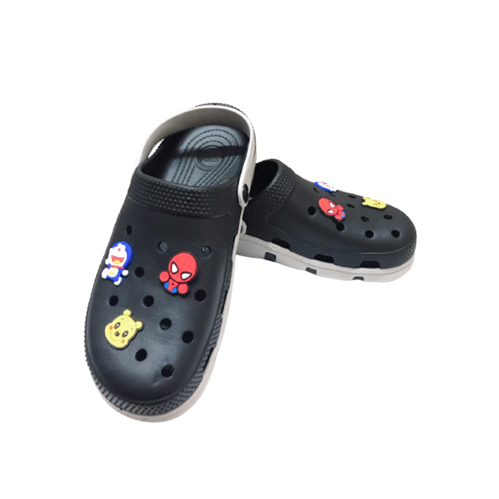 Dép Sục Nam Nữ Màu Đen DN07 Chống Trượt TẶNG 6 STICKER Dễ Thương.