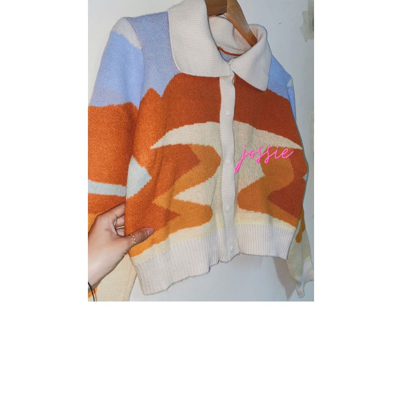 [ HÀNG ORDER ] Áo Cardigan len cổ sơmi Orange Desert form croptop cheap-moment Lisa Blacpink | BigBuy360 - bigbuy360.vn
