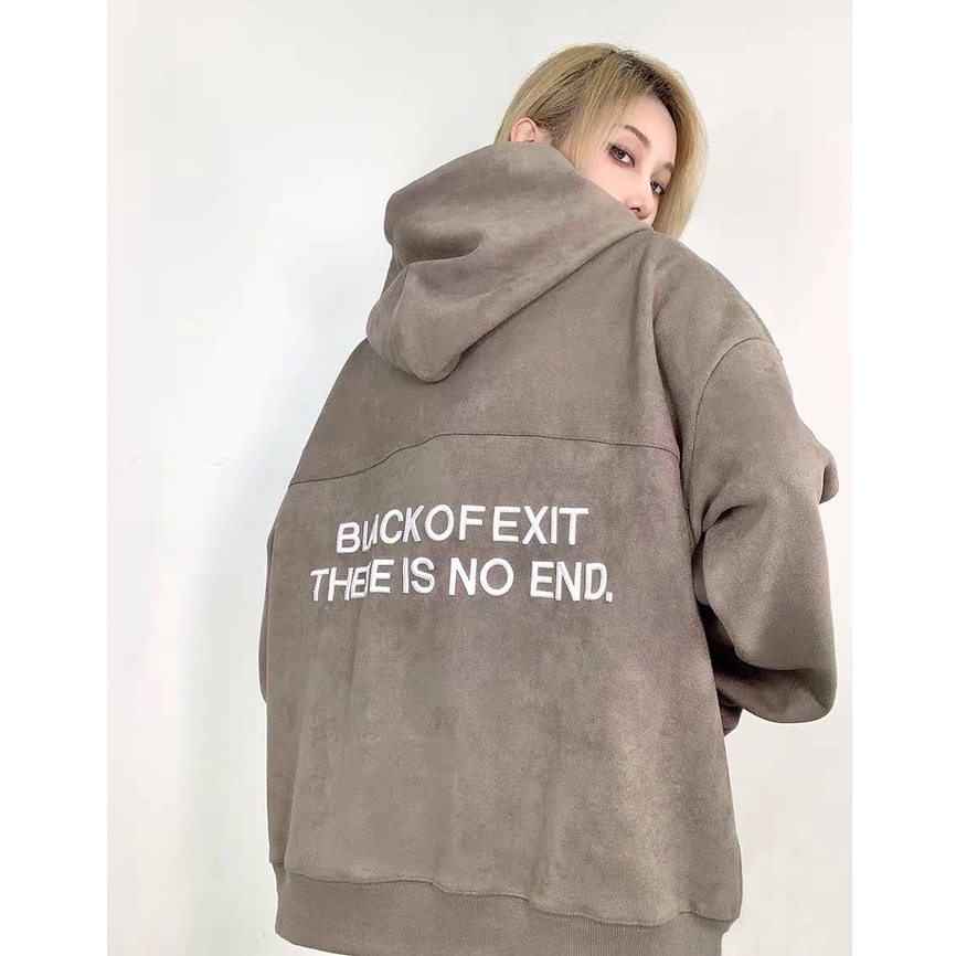 Áo Hoodie Da Lộn Xám Nâu BLACK OF EXIT, Áo Hoodie Mới Nhất Mùa Đông 2022 𝘽𝙮.𝘾𝙖𝙢𝙘𝙖𝙢