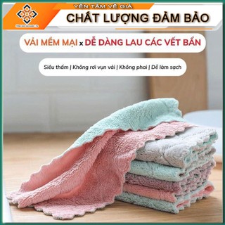 Combo 6 khăn lau bếp ☘ combo 6 khăn lau bếp đa năng siêu thấm hút, 2 mặt kháng khuẩn siêu sạch ☘