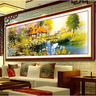 Cảnh Đẹp Thơ Mộng Tranh gắn đá hạt tròn xà cừ 1694