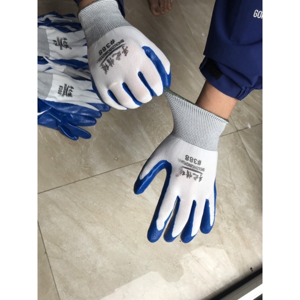 Găng tay xanh bảo hộ loại dày có cao su bảo vệ (có 2 lựa chọn số lượng)