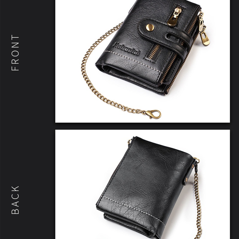 Youyo Ví Da Gập Đôi Có Dây Xích Đựng Thẻ Tín Dụng Và Tiền Xu Sử Dụng Khi Đi Du Lịch Dành Cho Nam