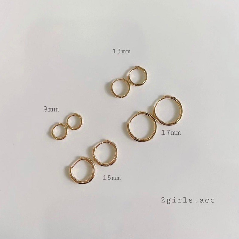 1 đôi bông tai khoen tròn basic vàng/bạc