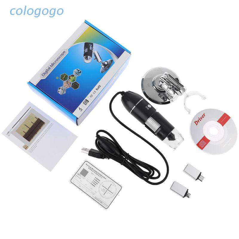 COLO  3-in-1 Digital Microscope 1600X Portable 2Adapters Support OSX Windows PC Type-C Micro-USB Phone USB Magnifier with 8LED