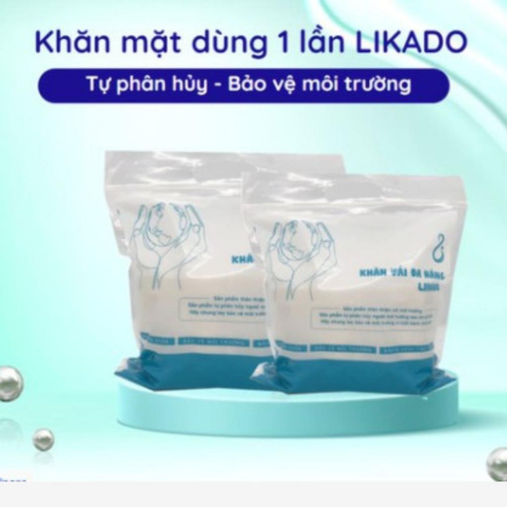 Khăn mặt khô LIKADO dùng lau mặt 1 lần, tẩy trang, lau khô, lau ướt, cotton mềm, dai, mịn