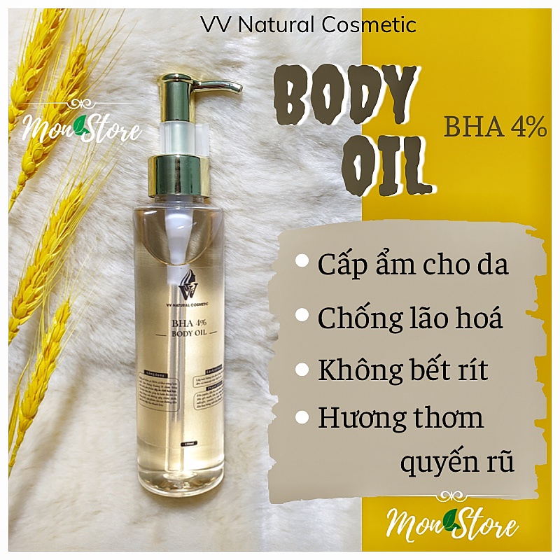 DẦU DƯỠNG ẨM toàn thân VV Natural Cosmetic giúp da căng mướt, bóng khỏe, hỗ trợ giảm viêm lỗ chân lông