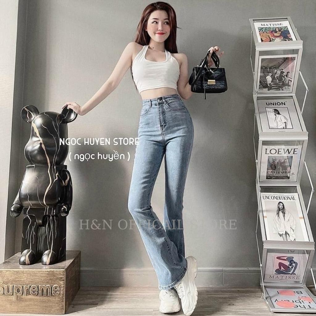 Quần jean nữ ống loe quần bò cạp cao ống loe co dãn nhẹ HN Clothing Q12