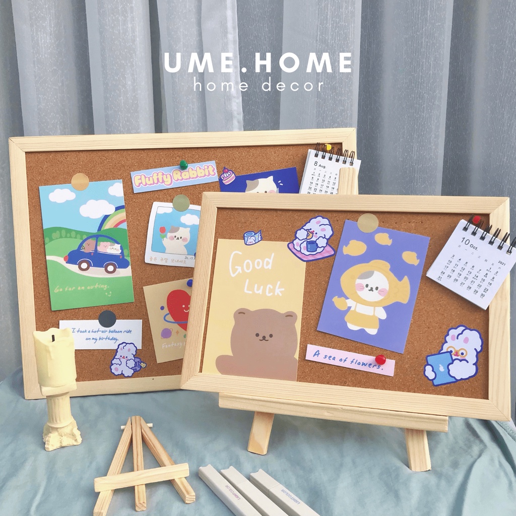 Bảng ghim gỗ bần, Bảng ghim treo tường ghi chú tài liệu, tranh ảnh phù hợp làm quà tặng decor bàn học