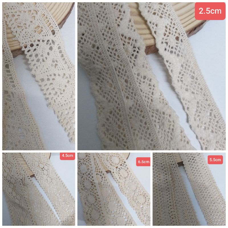 Ren chỉ cotton , màu vintage , size 2.5cm đến 6.5cm