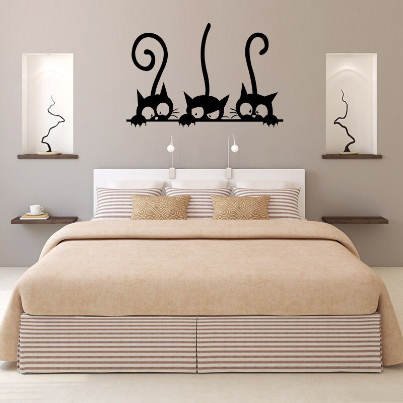 Sticker Dán Tường Chống Thấm Nước Hình Mèo Đen Dễ Thương Bắt Mắt