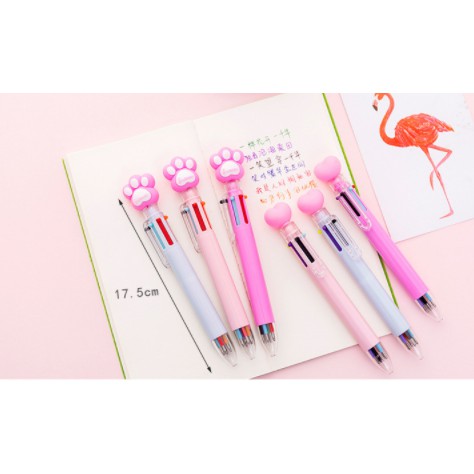 Bút bấm 10 màu bút bấm nhiều màu thỏ gấu ngựa thần  BNM11