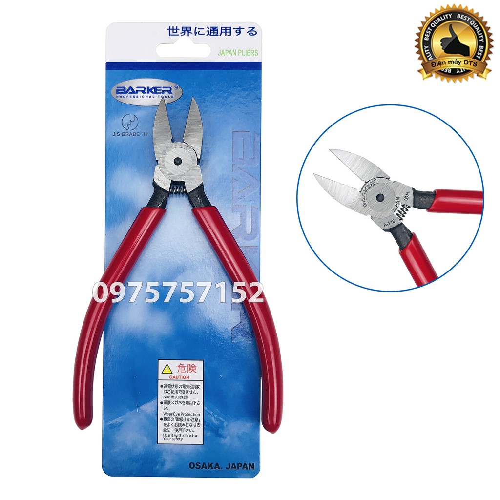 Kìm cắt mini kỹ thuật 6 inch BARKER JAPAN A-116 - Cắt dây điện, cắt nhựa và linh kiện chuyên dụng