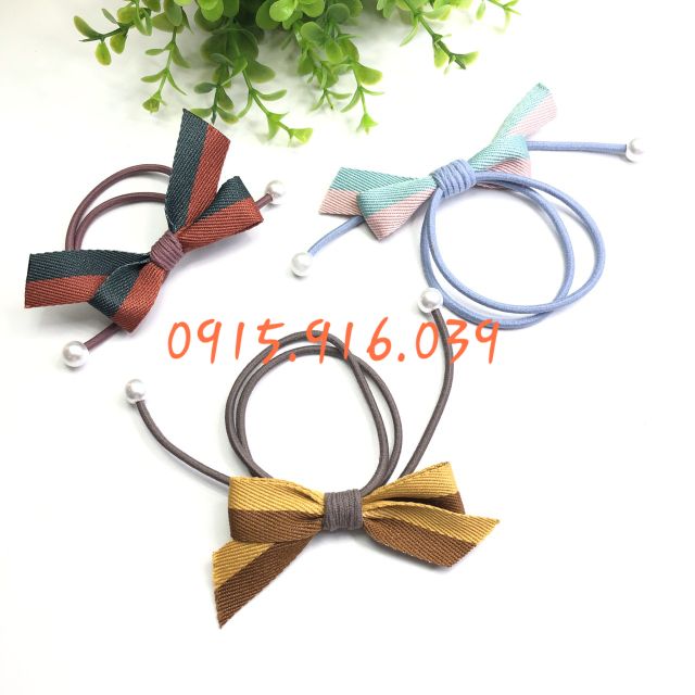 Set 2 cột tóc nơ dây 2 màu, buộc tóc nơ nữ tính