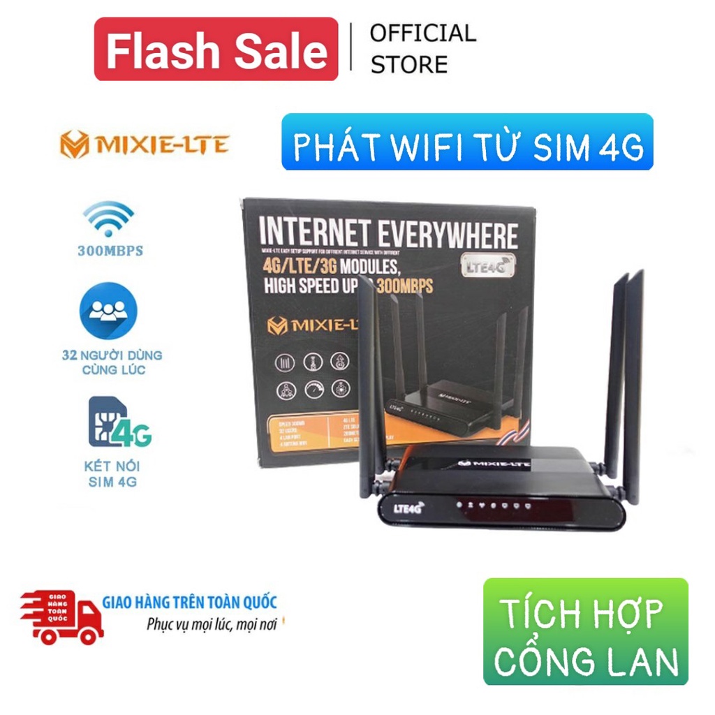 [Chính Hãng ] Bộ Phát Wifi Từ Sim 3G/4G Tốc Độ Cao MIXIE - LTE 4 RÂU