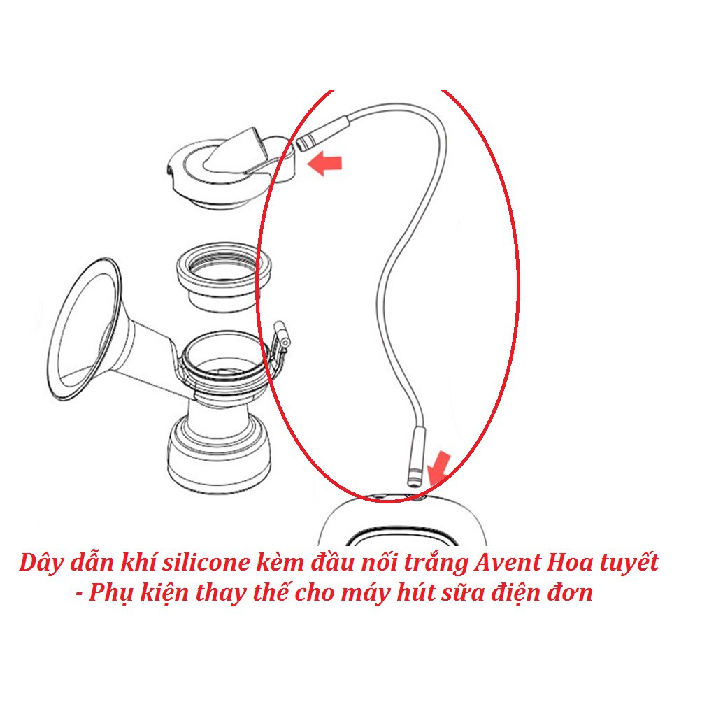 Dây dẫn khí silicone kèm đầu nối trắng Avent Hoa tuyết - Phụ kiện thay thế cho máy hút sữa điện Đơn Đôi - Rozabi Compact