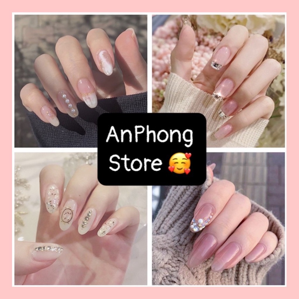 [NEW- SẴN KHO] Set 24 Móng Tay Giả Đính Đá Cao Cấp - Sang Trọng - Tiện Dụng (NAIL BOX) AnPhong Store!