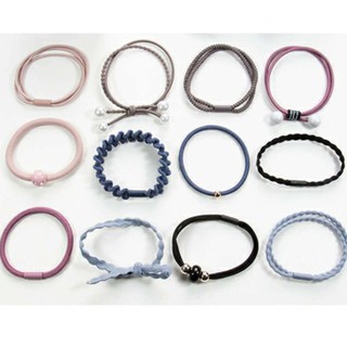 Sét 12 dây buộc tóc Hàn Quốc, chun cột tóc phụ kiện tóc