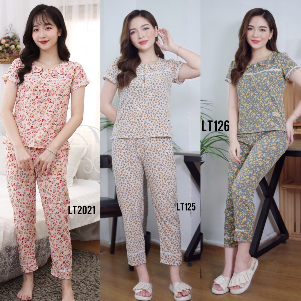 Bộ quần áo ngủ tay ngắn quần dài thiết kế trẻ trung,phong cách