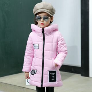 Áo khoác bé gái cổ cao
