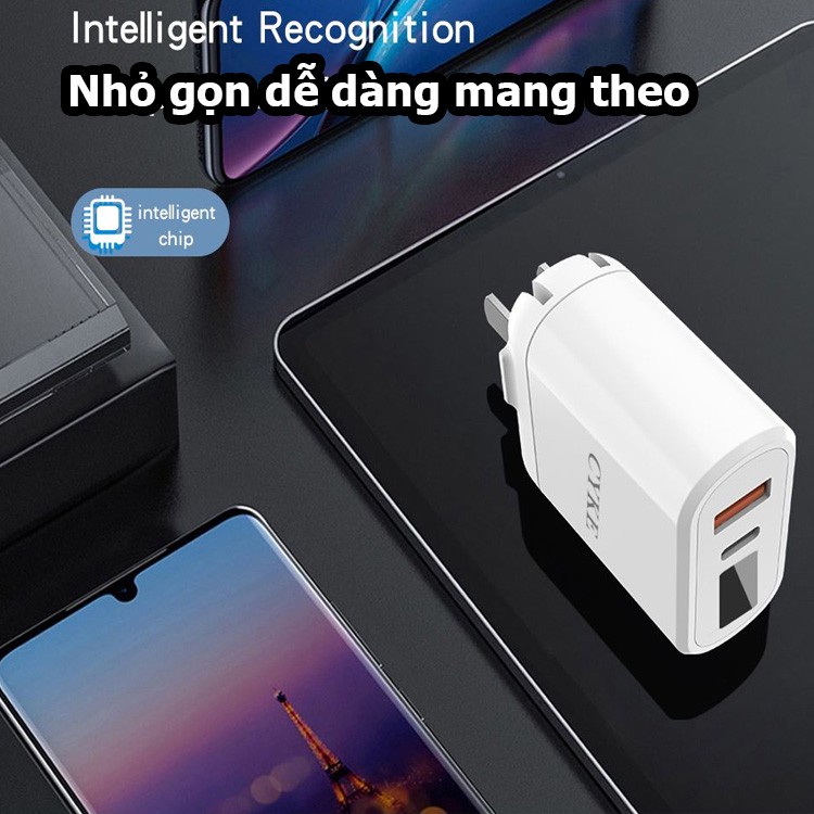 Cốc sạc nhanh 18W PD QC 3.0 iPhone Samsung CYKE