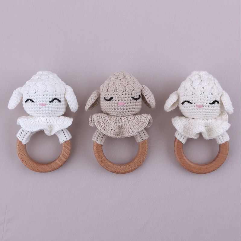 Vòng Đeo Tay Lục Lạc Đan Len Cotton Mềm Mại Giúp Bé Mọc Răng