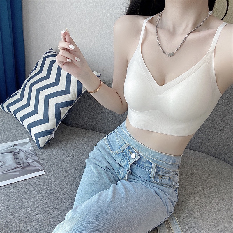 Áo Lót Lụa Lạnh Không Dây Lưng Thấp Nâng Ngực Tàng Hình Size S-XL