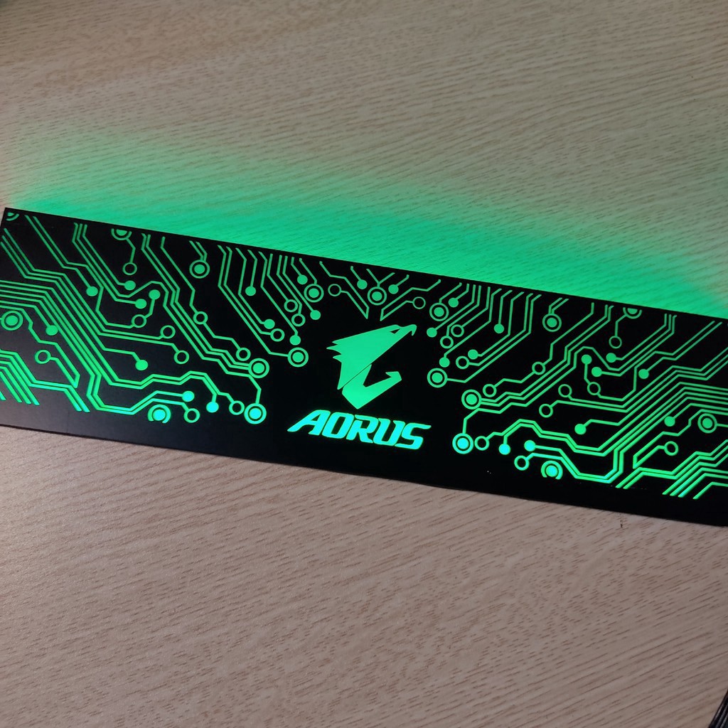 Tấm che nguồn PC Led RGB 5v ARGB logo Aorus, đồng bộ màu Hub Coolmoon, hình mạch điện vô cực Coolmoon giá rẻ