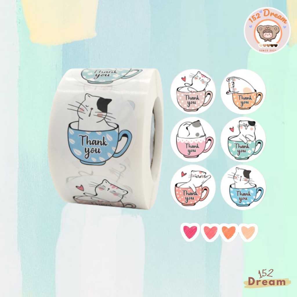 Cuộn 500 Sticker Nhãn Dán Thank You Dùng Để Trang Trí Đóng Gói Hàng | BigBuy360 - bigbuy360.vn