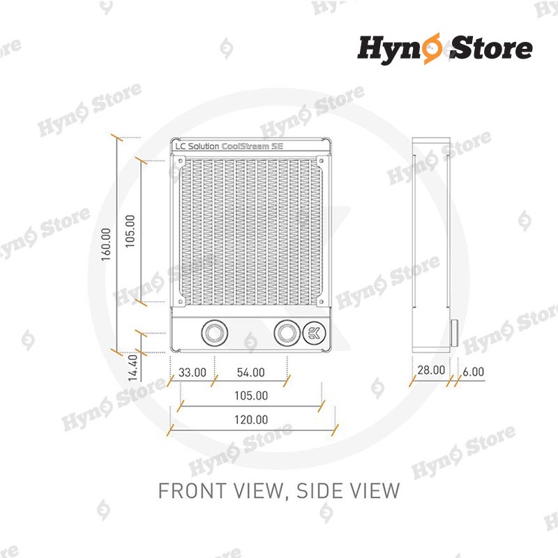 Két nước làm mát chất lượng cao Radiator EK CoolStream SE 120  Tản nhiệt nước custom – Hyno Store