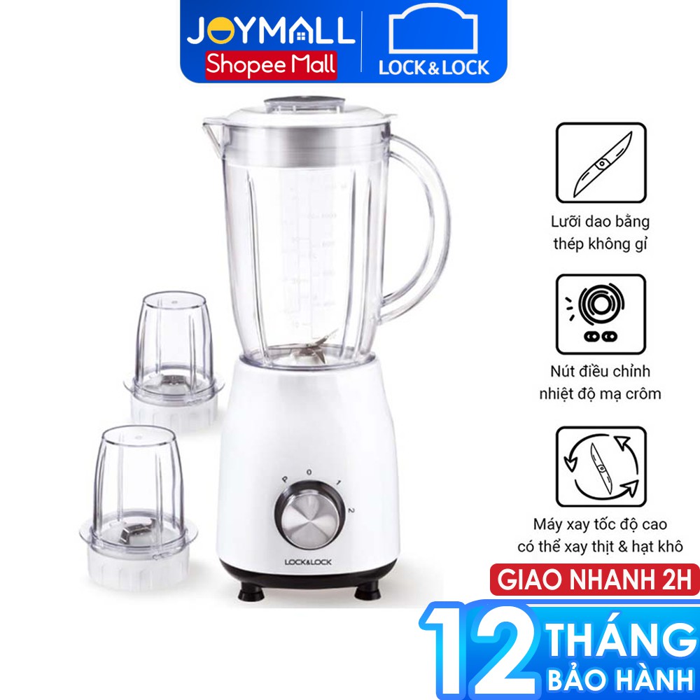 Máy xay sinh tố đa năng Lock&amp;Lock Smart Blender 1.2L EJM462 - Hàng chính hãng, lưỡi  bằng thép không gỉ - JoyMall