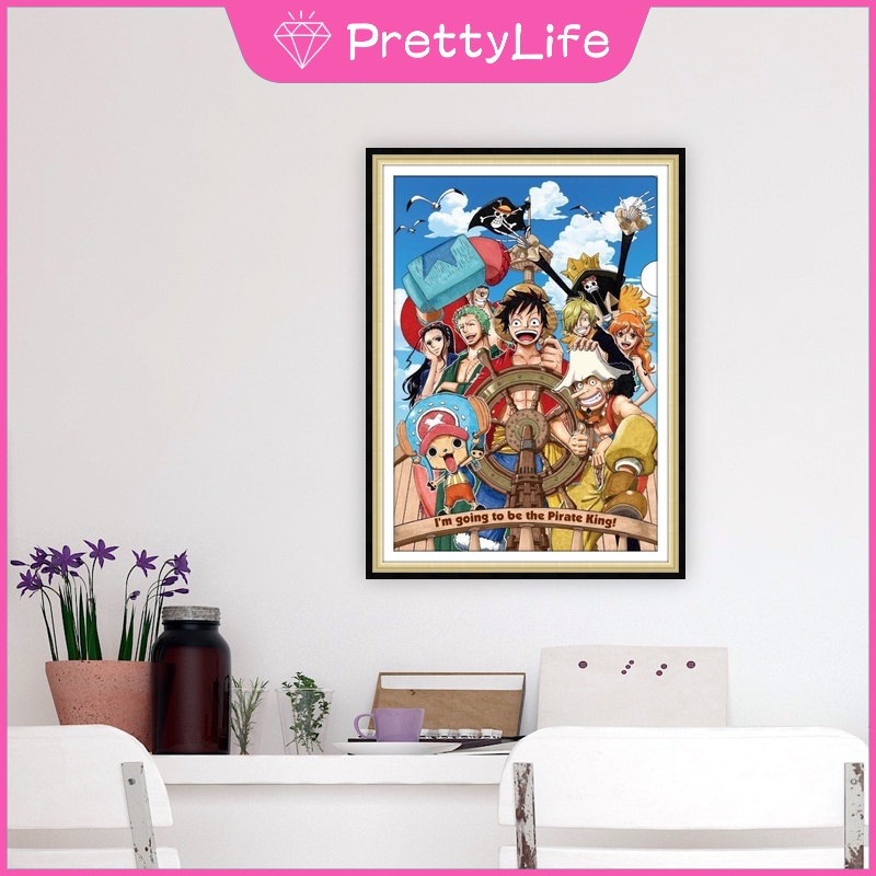 Bộ Tranh Đính Đá 5D Họa Tiết Hoạt Hình One Piece Độc Đáo Kích Thước 30x40cm DIY Dùng Trang Trí Nhà Cửa