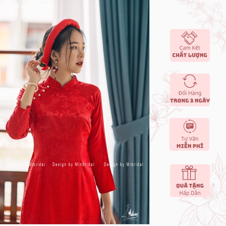 Áo Dài Gấm Lụa Màu Đỏ-Ao Dai Min | BigBuy360 - bigbuy360.vn