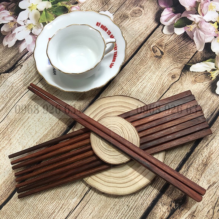 Bộ 10 đôi đũa trắc ăn cơm FREESHIPĐũa gỗ CAO CẤP - Đũa gỗ Trắc chống trơn, chống mốc, bền màu, vân gỗ đẹp
