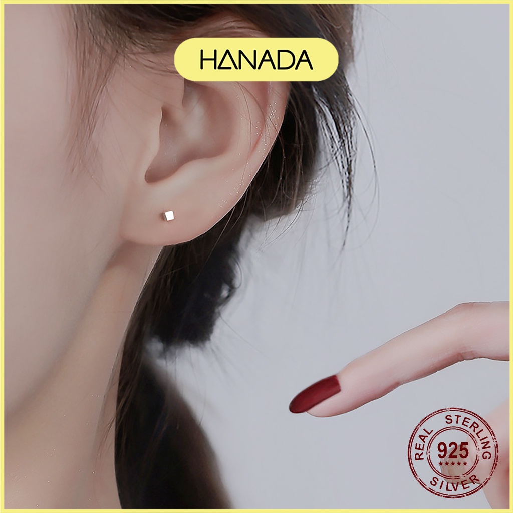 Bông Tai Bạc Cao Cấp Hanada Hộp Vuông Nhám Nhỏ 0470 C7