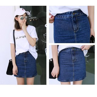 CHÂN VÁY JEAN NỮ XANH ĐẬM V453
