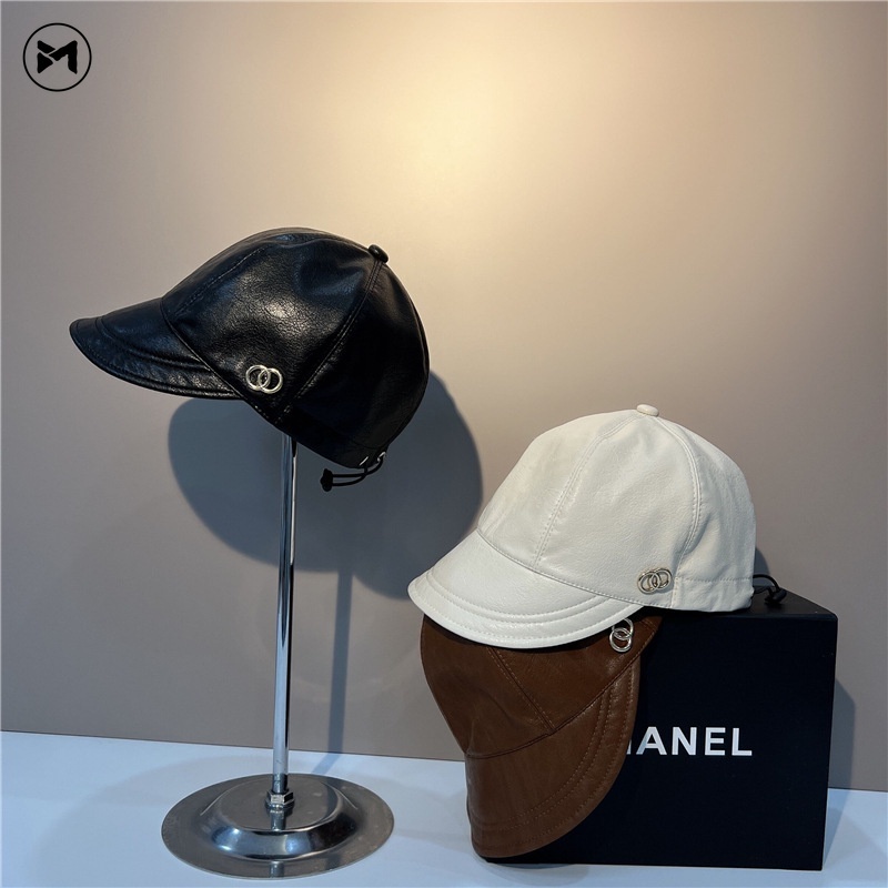 Mũ Lưỡi Trai Bằng Da In Logo Phong Cách Retro Anh Quốc